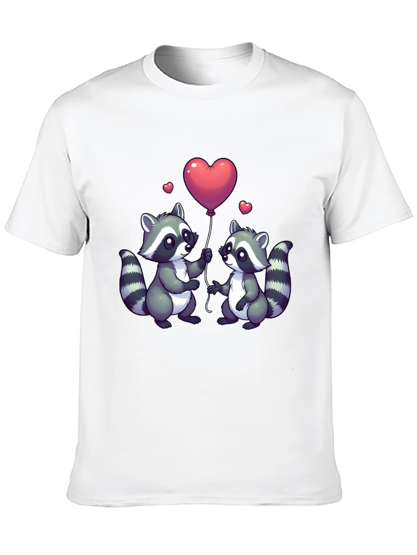 Black Cute Raccoon Love Balloon Graphic T-Shirt view 10