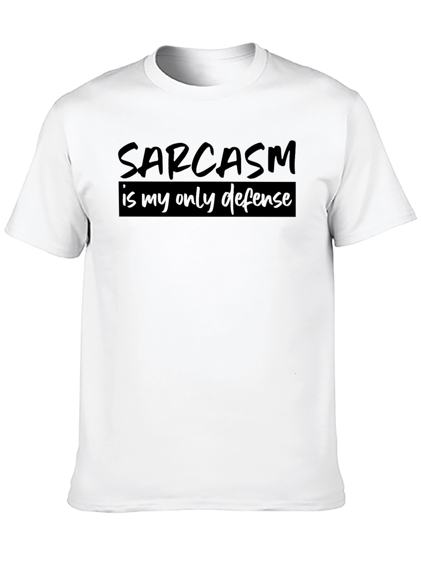 Black Sarcasm Defense Black Cotton Graphic Tee view 10