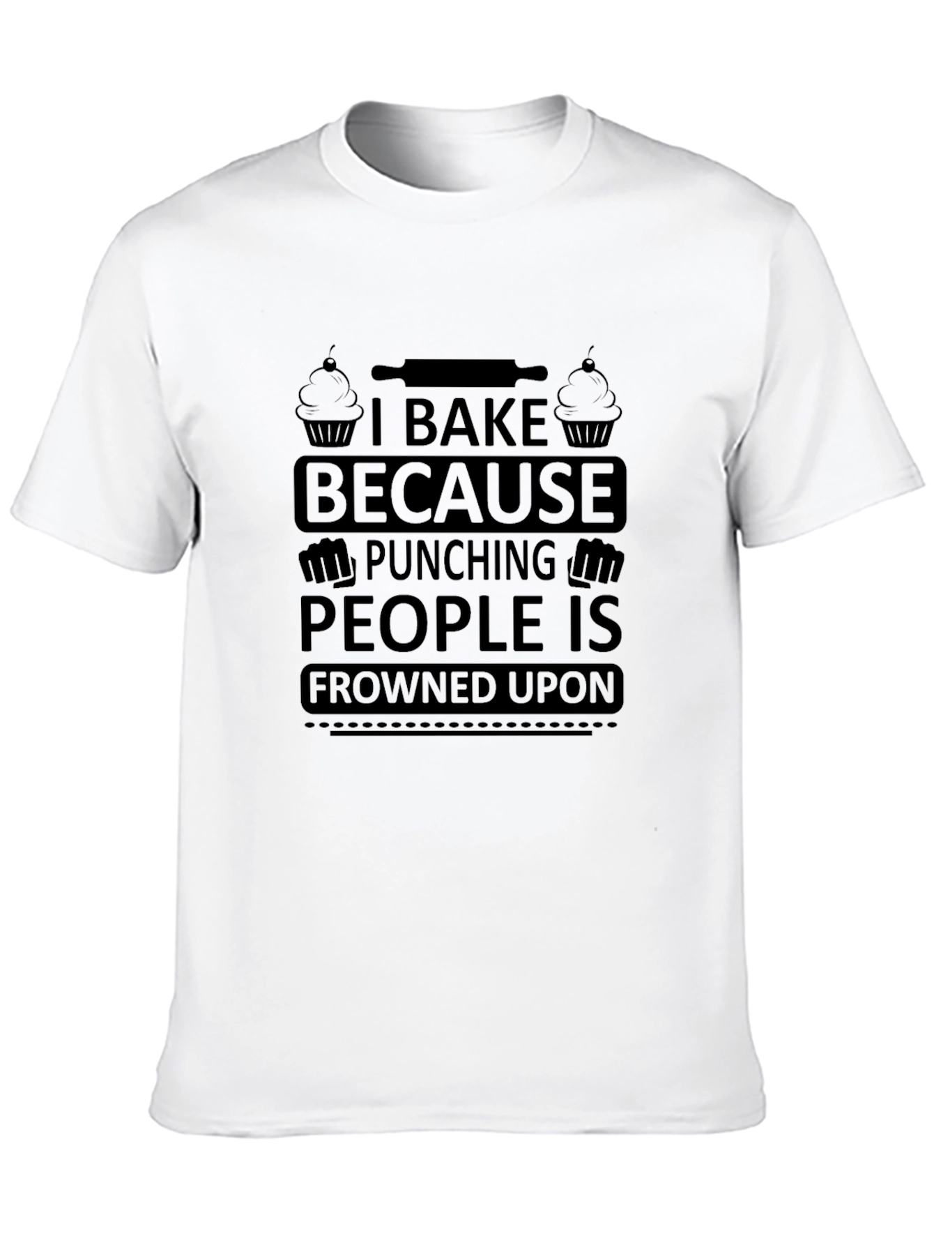 Black I Bake Because Punching People Tee view 10