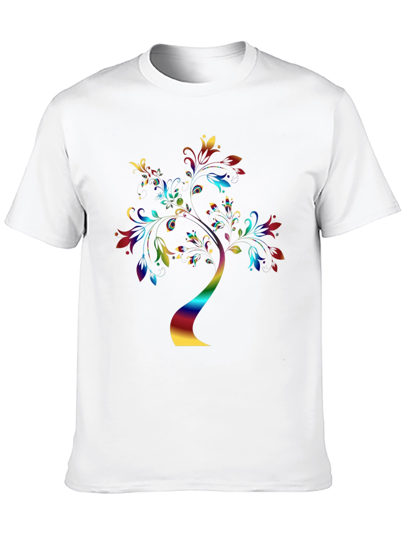 Black Rainbow Tree Graphic Tee - Stylish Black T-Shirt view 10