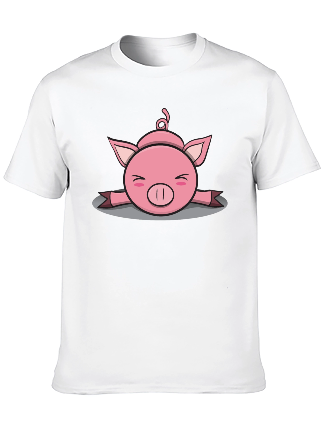 Black Funny Pig T-Shirt - Splat Design - Cute Cartoon Tee view 10