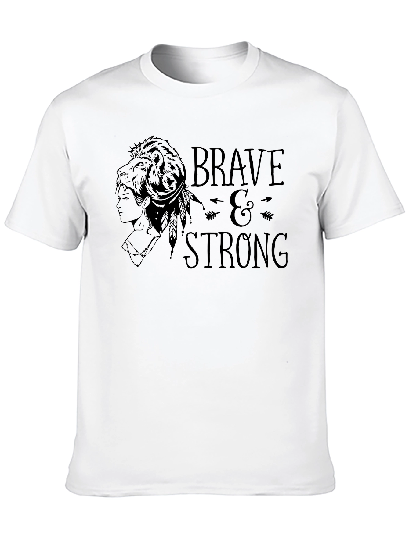 Black Brave & Strong Graphic Tee - Black Cotton T-Shirt view 10