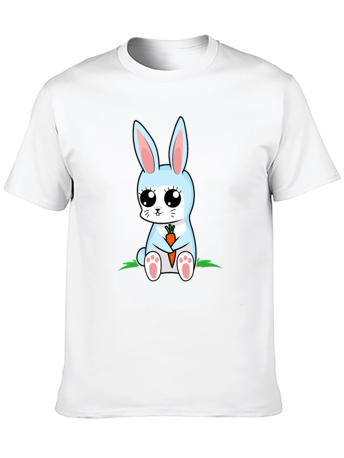 Black Cute Bunny Holding Carrot Graphic T-Shirt view 10