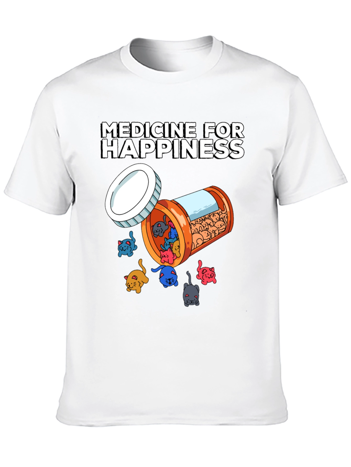 Black Medicine For Happiness Cat Lover T-Shirt view 10