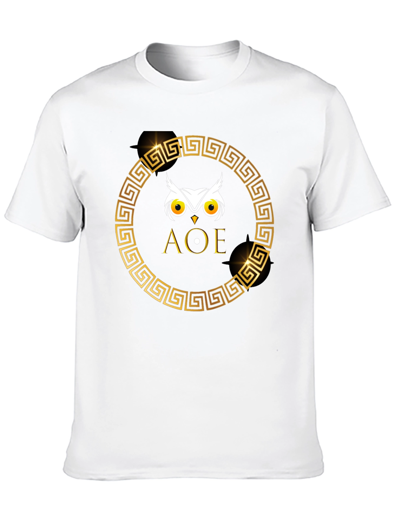 Black Owl AOE Graphic Tee - Greek Key Circle view 10