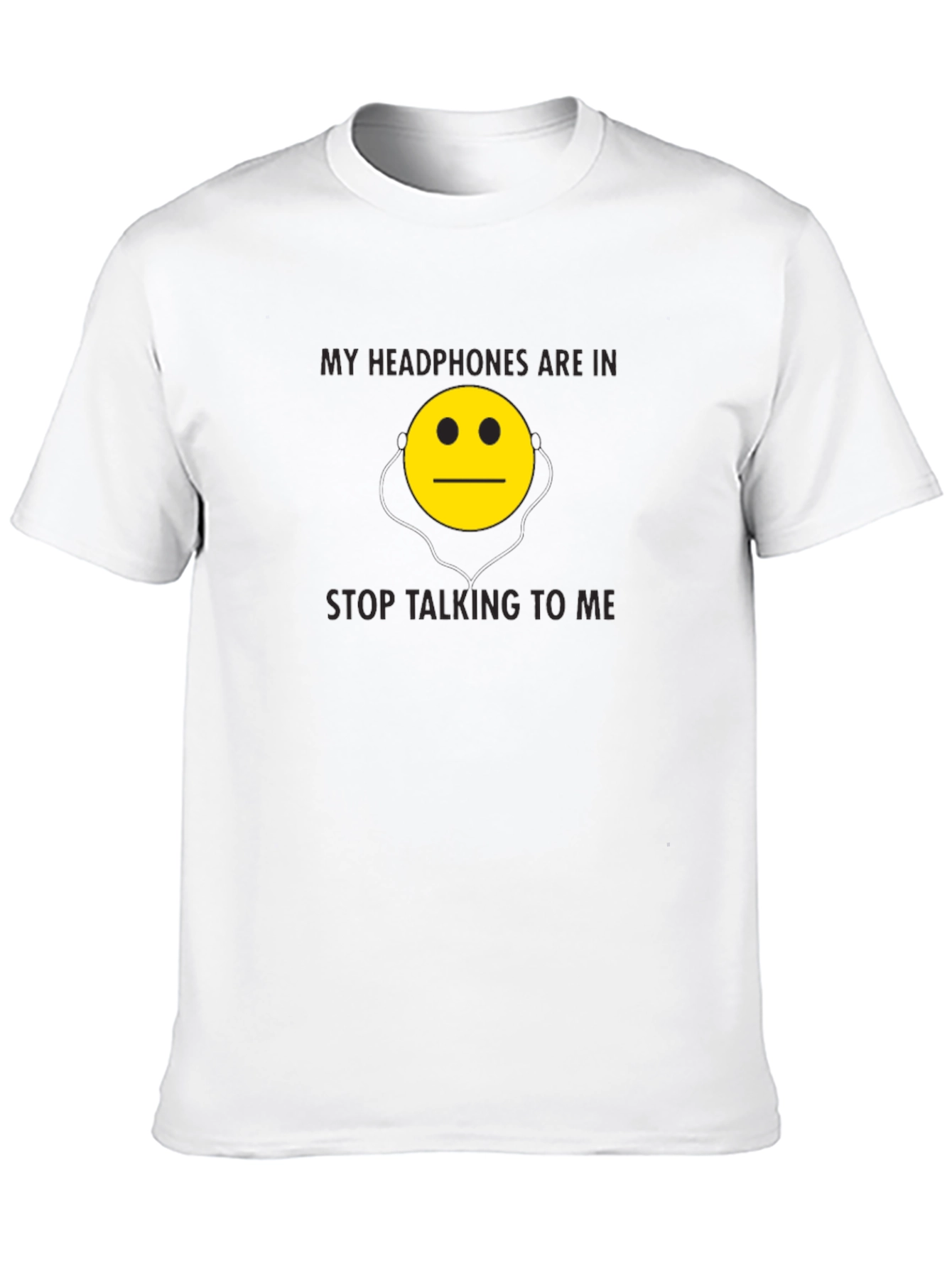 Black Funny Headphones Emoji Graphic Tee - Black view 10