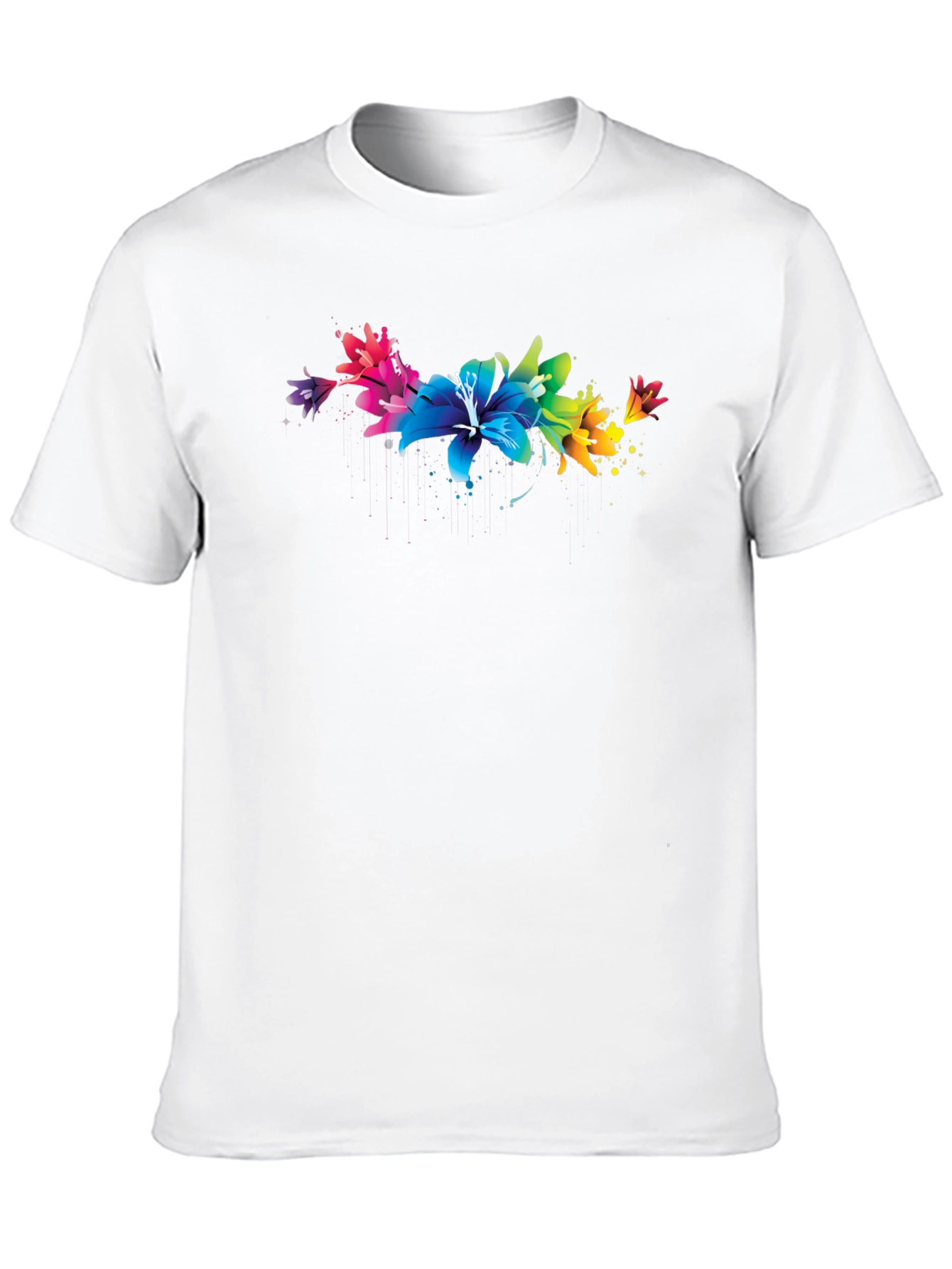 Black Rainbow Lily T-Shirt - Vibrant Floral Design view 10
