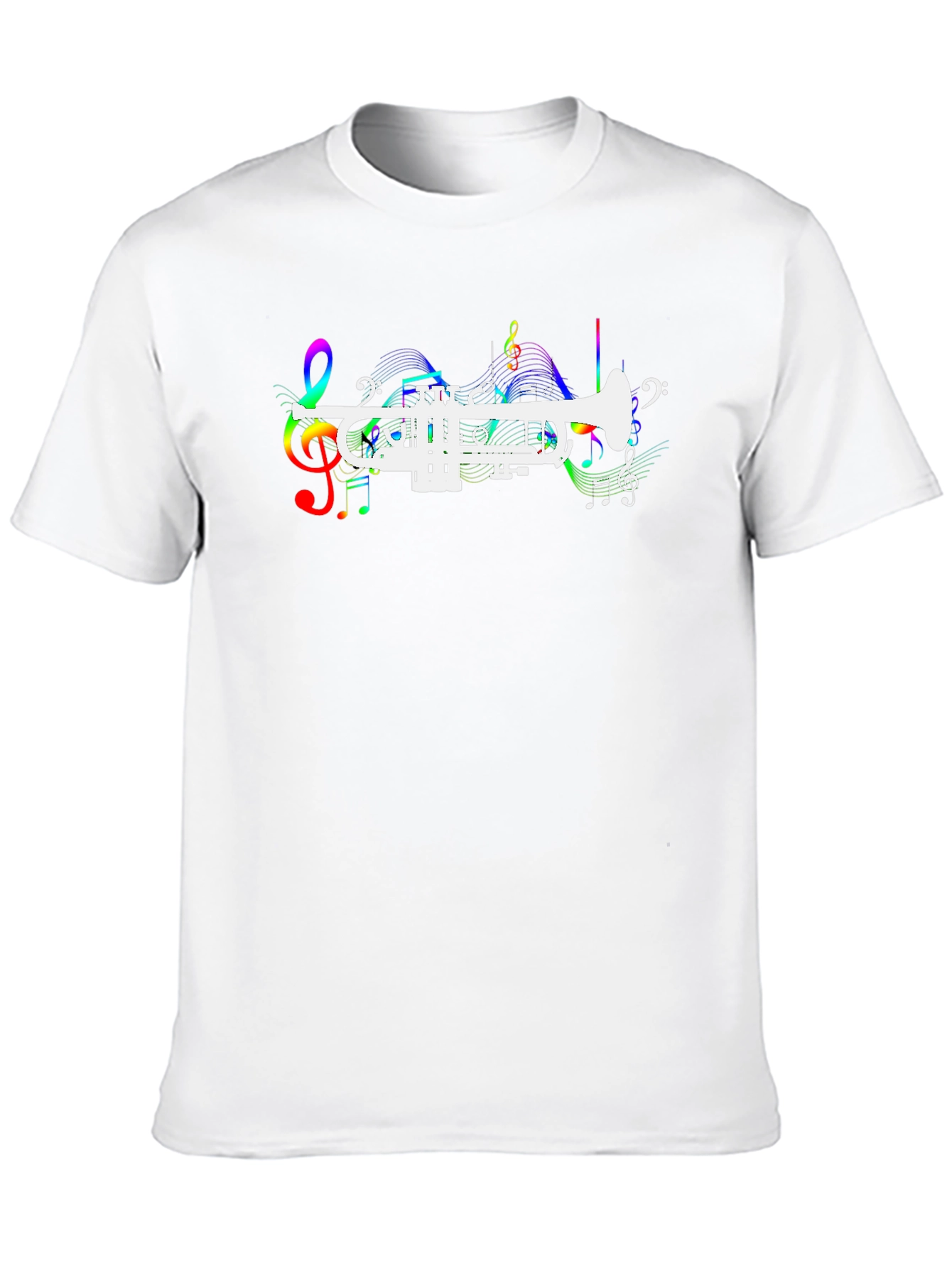 Black Musical Trumpet Graphic Tee - Black Cotton T-Shirt view 10