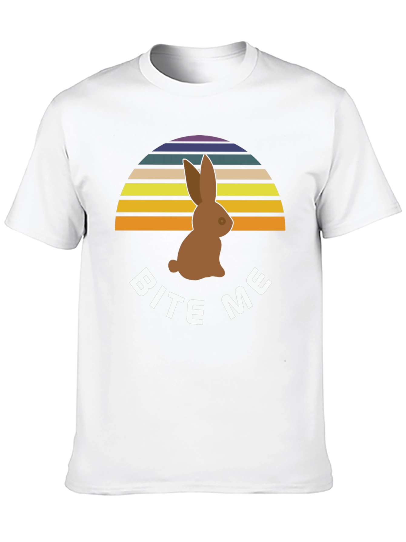 Black Bite Me Easter Bunny T-Shirt - Retro Sunset Chocolate Rabbit Tee view 10