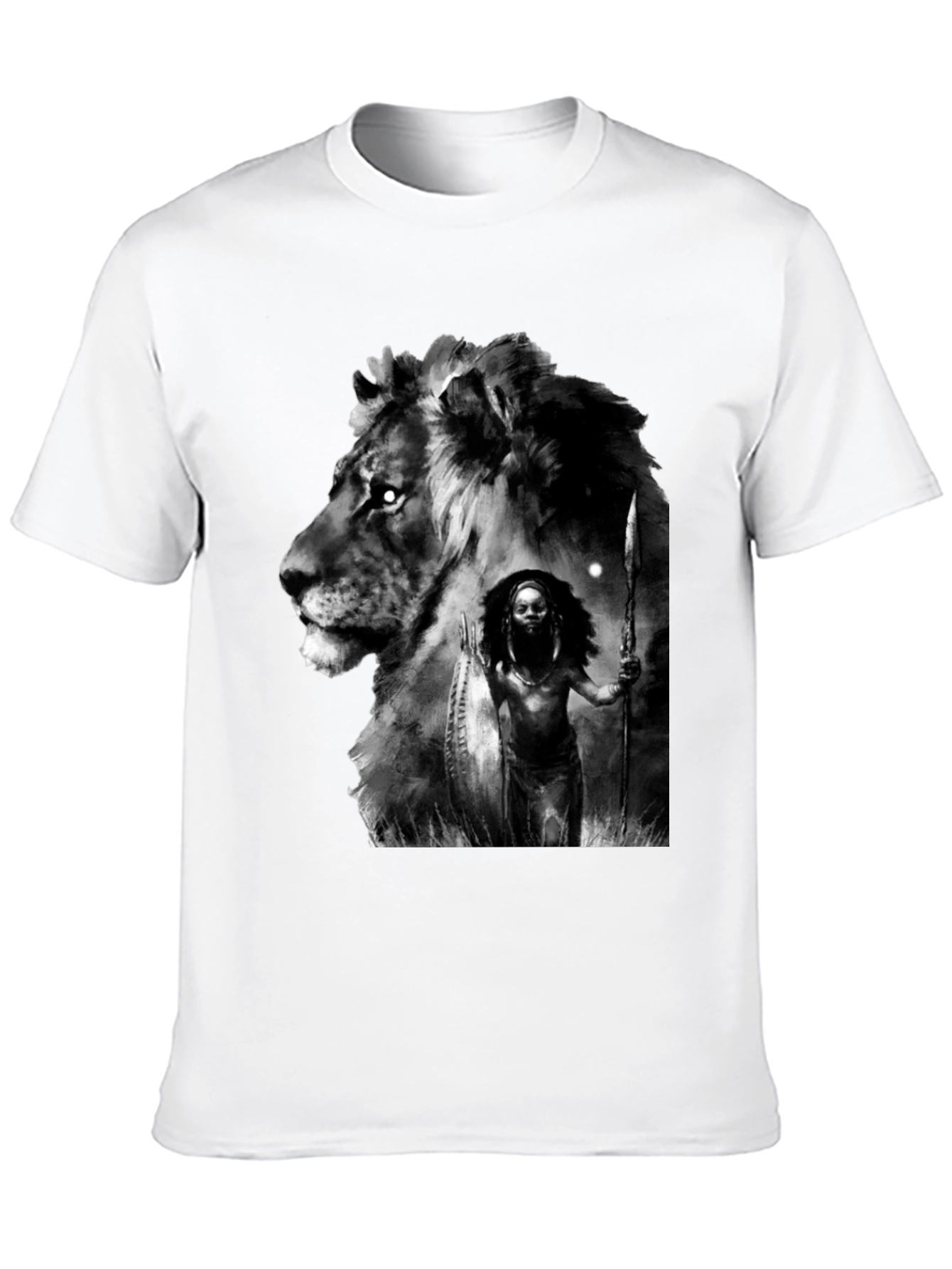 Black Lion Warrior Graphic Black T-Shirt view 10