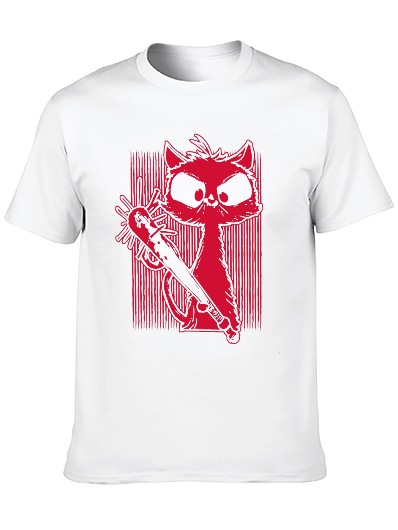 Black Men's Graphic Tee - Cat with Baseball Bat view 10