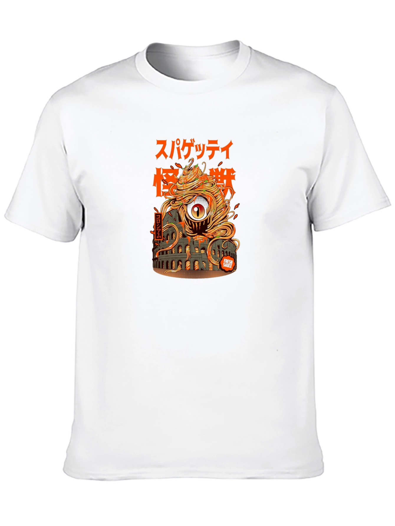 Black Spaghetti Monster Graphic T-Shirt - Colosseum Design view 10