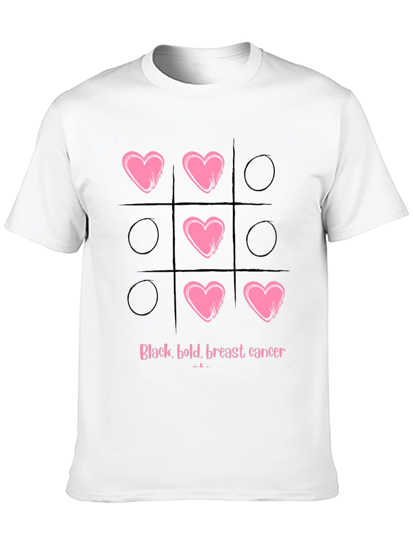 Black Breast Cancer Tic-Tac-Toe T-Shirt view 10