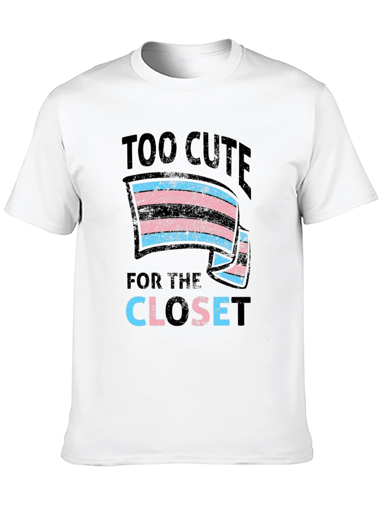 Black Too Cute for the Closet Transgender Pride T-Shirt view 10