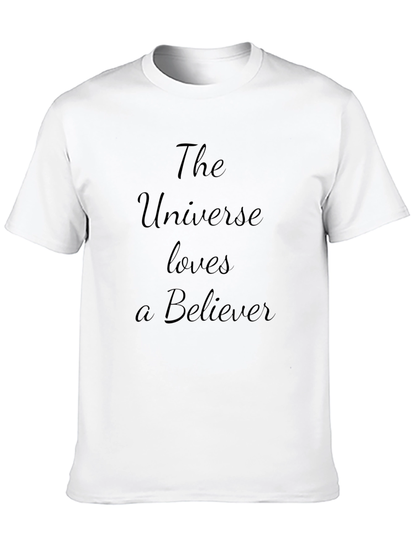 Black The Universe Loves A Believer Black T-Shirt view 10