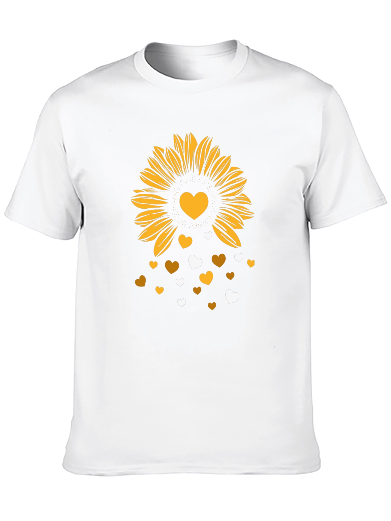 Black Sunflower Heart Graphic Tee - Stylish Men's Black T-Shirt view 10