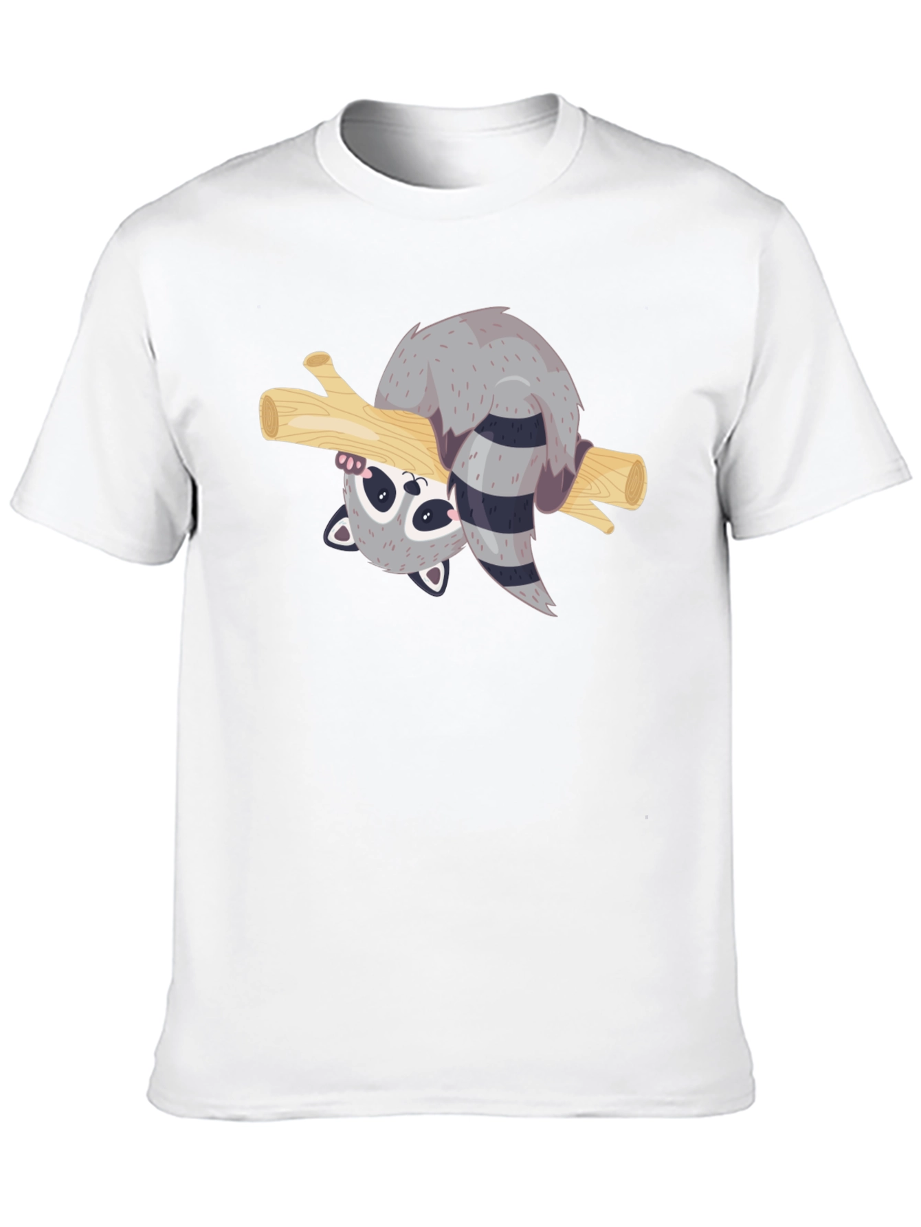 Black Cute Raccoon on Branch Black T-Shirt view 10