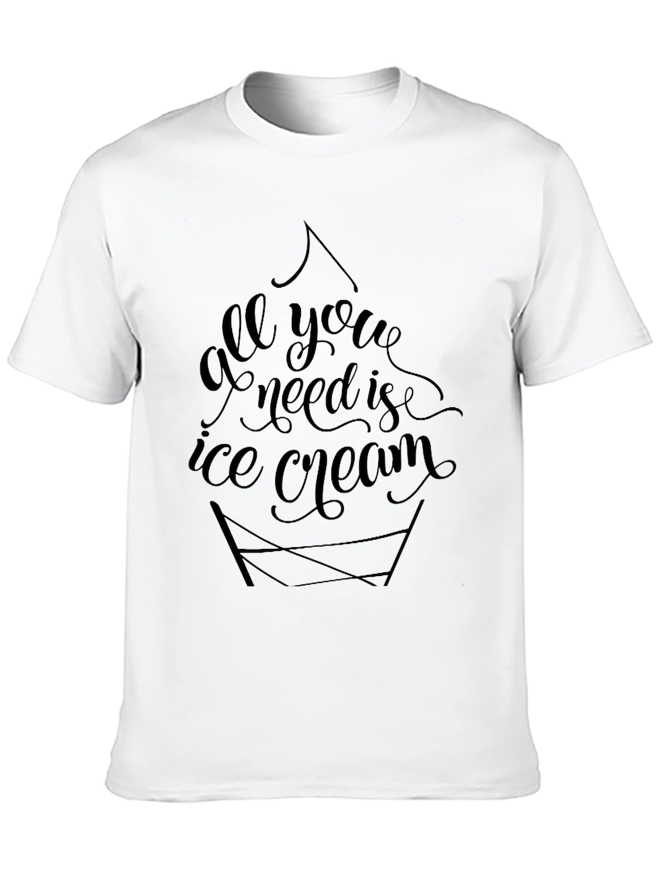Black All You Need Is Ice Cream Black Tee Shirt view 10
