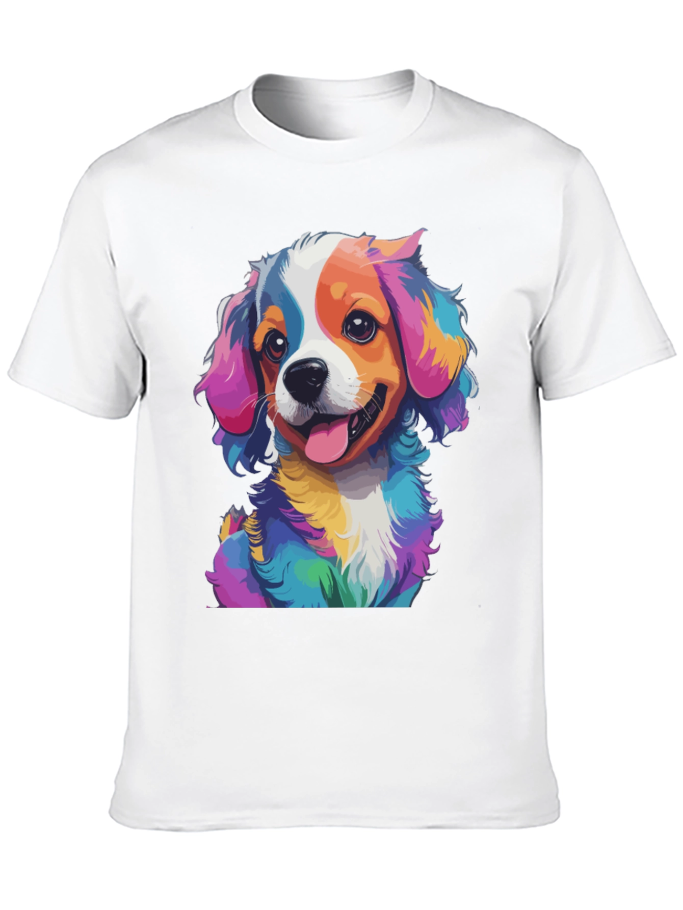 Black Colorful Dog Graphic Tee - Men's Black T-Shirt view 10