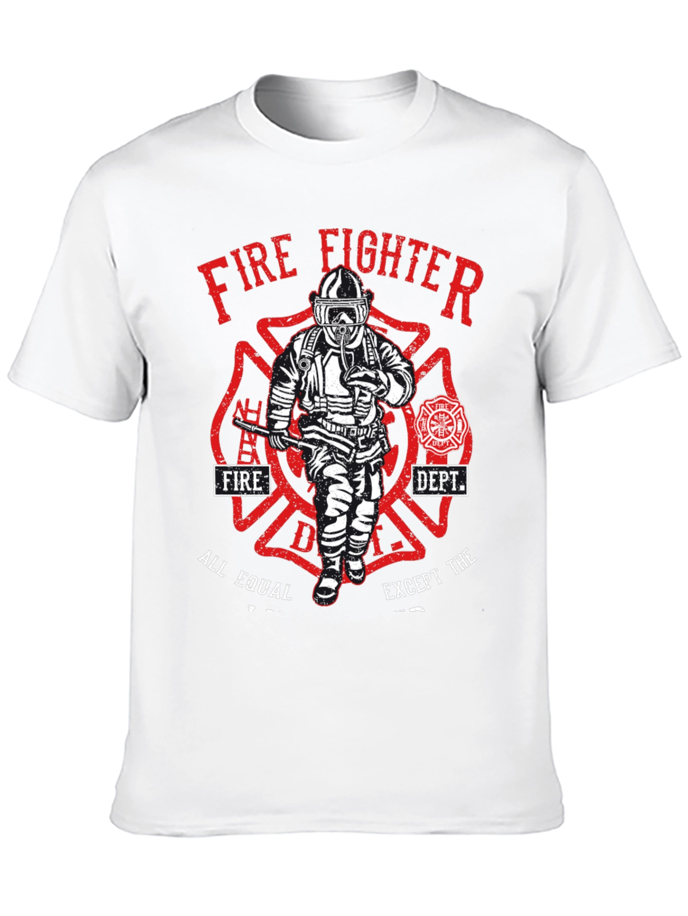 Black Firefighter Graphic T-Shirt - All Equal Except view 10