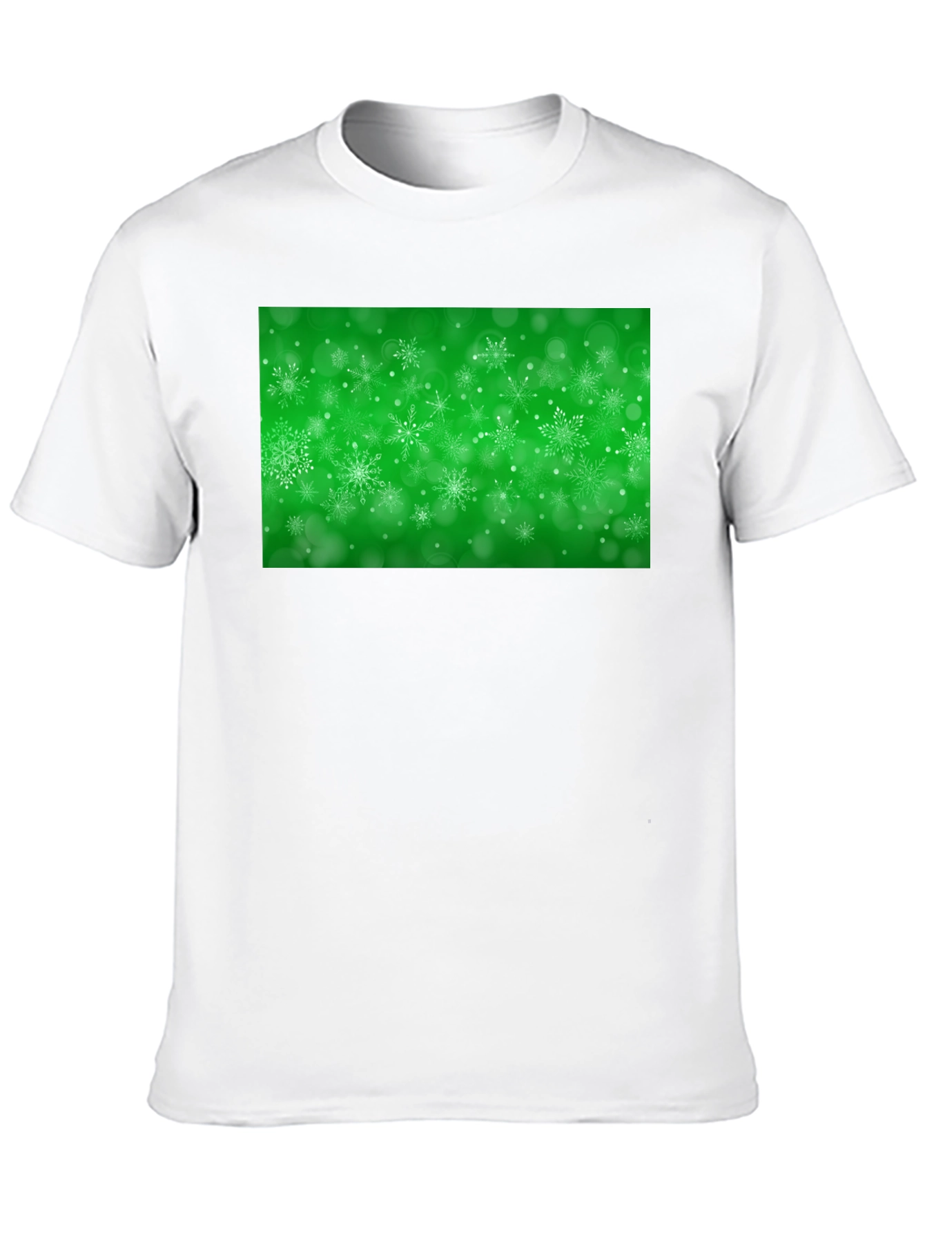 Black Snowflake Festive Green Holiday T-Shirt view 10