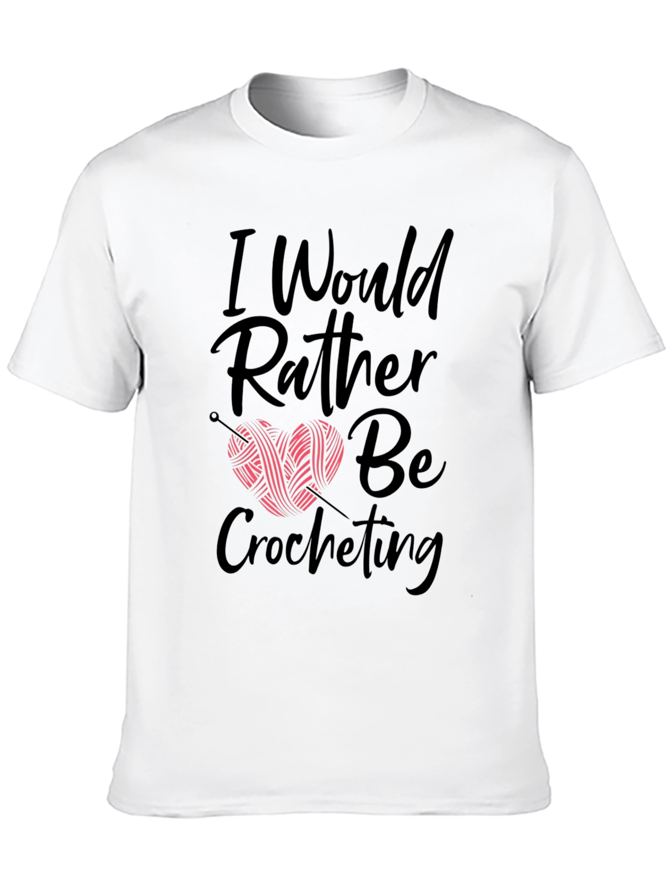 Black Crochet Lover's T-Shirt - I Would Rather Be Crocheting view 10