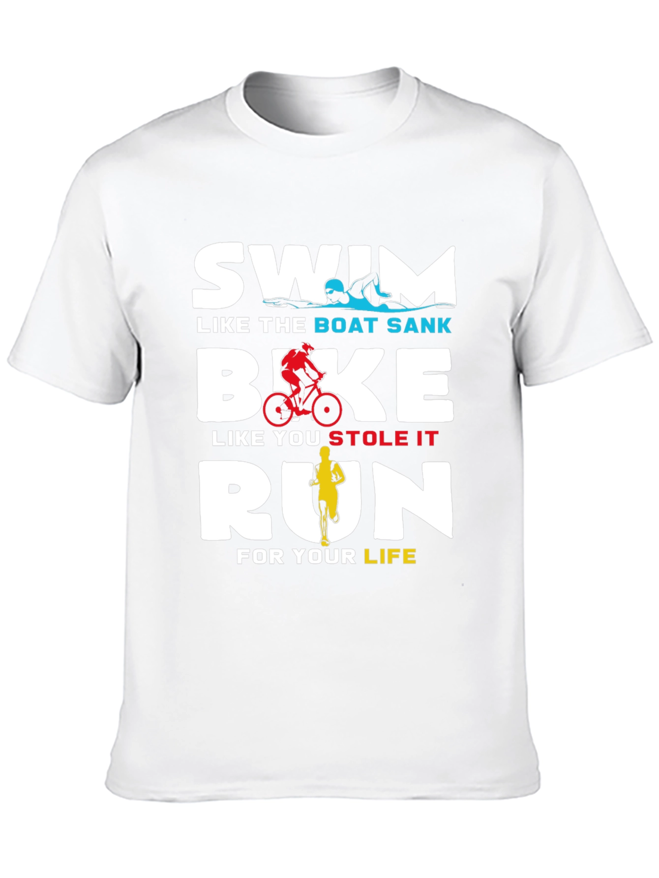 Black Swim Bike Run T-Shirt - Triathlon Training Tee view 10