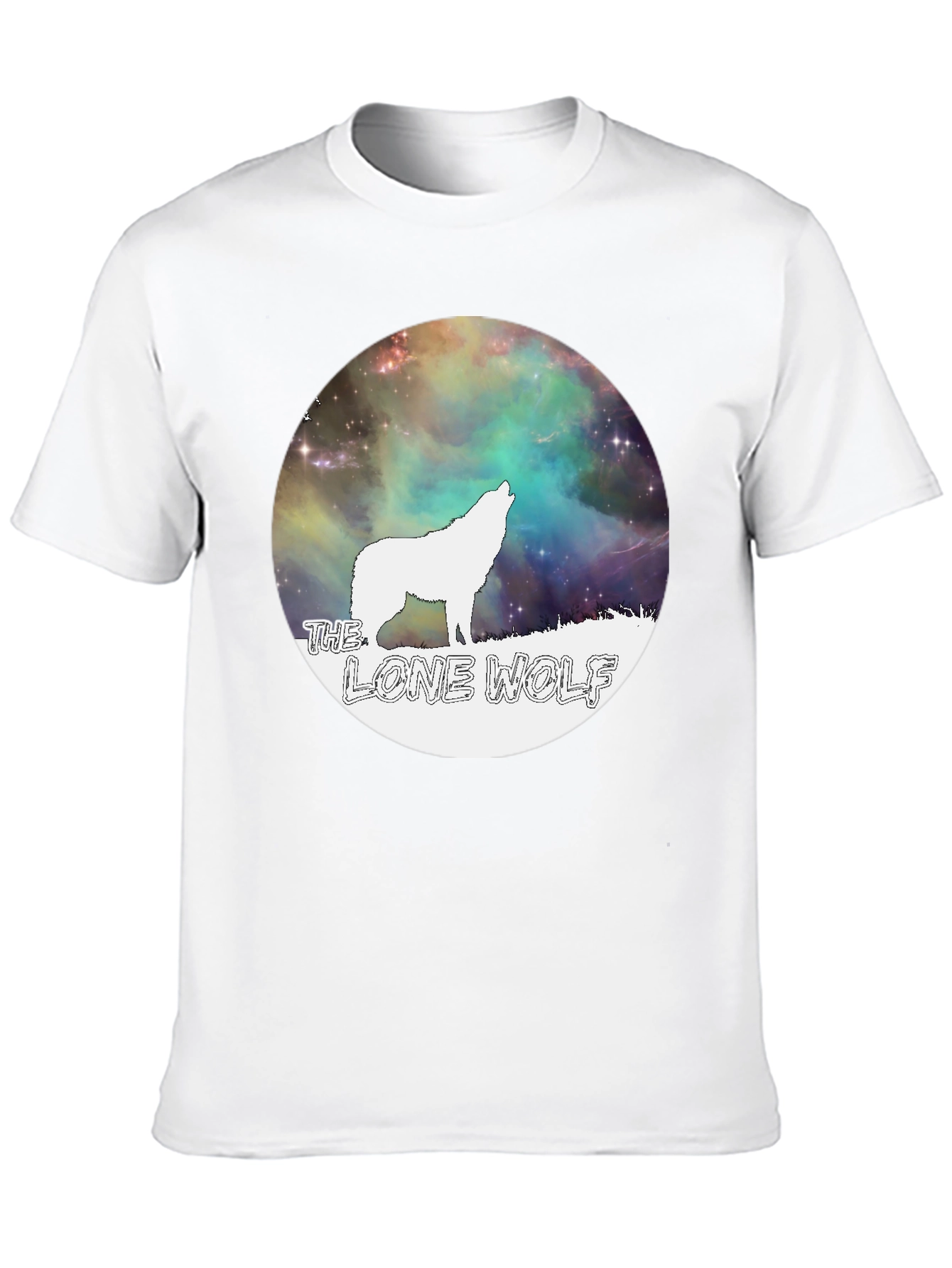 Black Lone Wolf Graphic Tee - Galaxy Design Black T-Shirt view 10