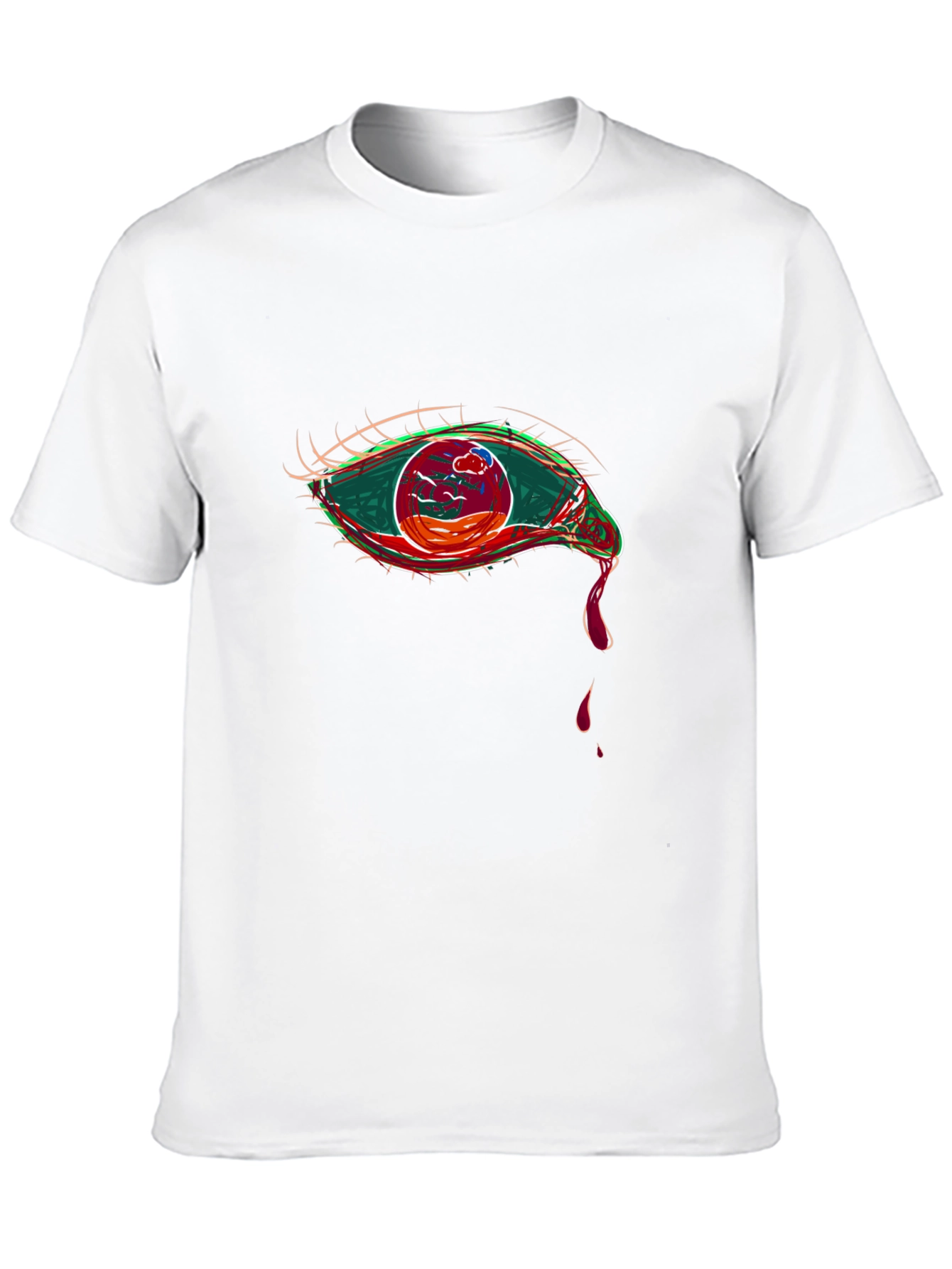 Black Graphic Tee - Eye Design, Black Cotton view 10