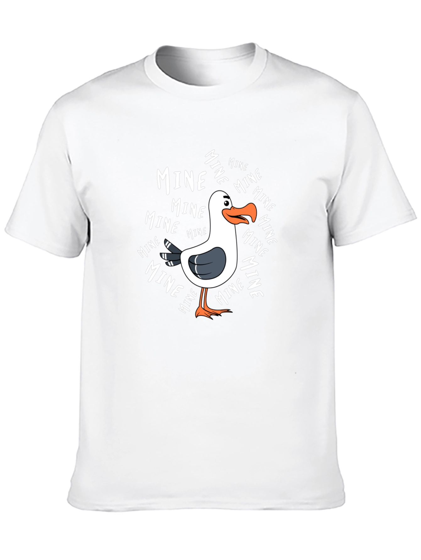 Black MINE Seagull Cartoon Black T-Shirt view 10
