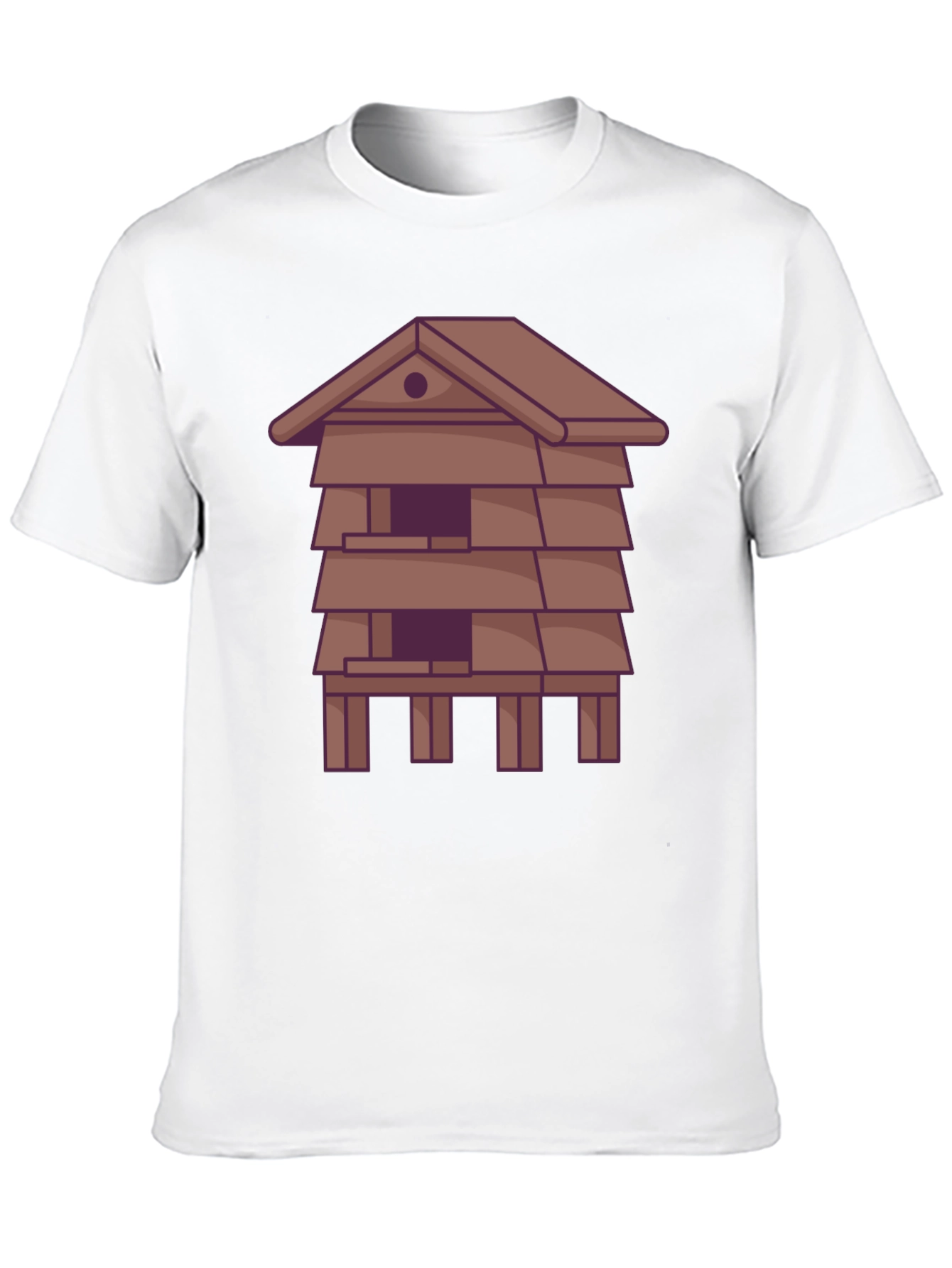 Black Unique T-Shirt with Stylized House Graphic view 10
