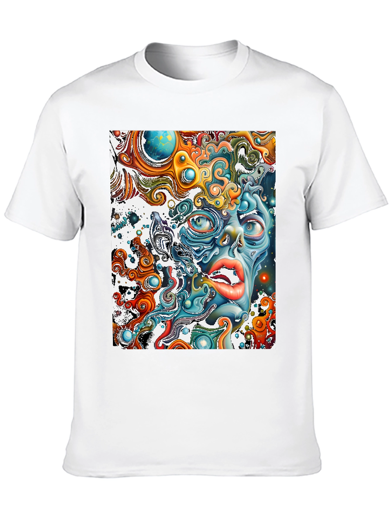 Black Surreal Face Graphic T-Shirt - Black view 10