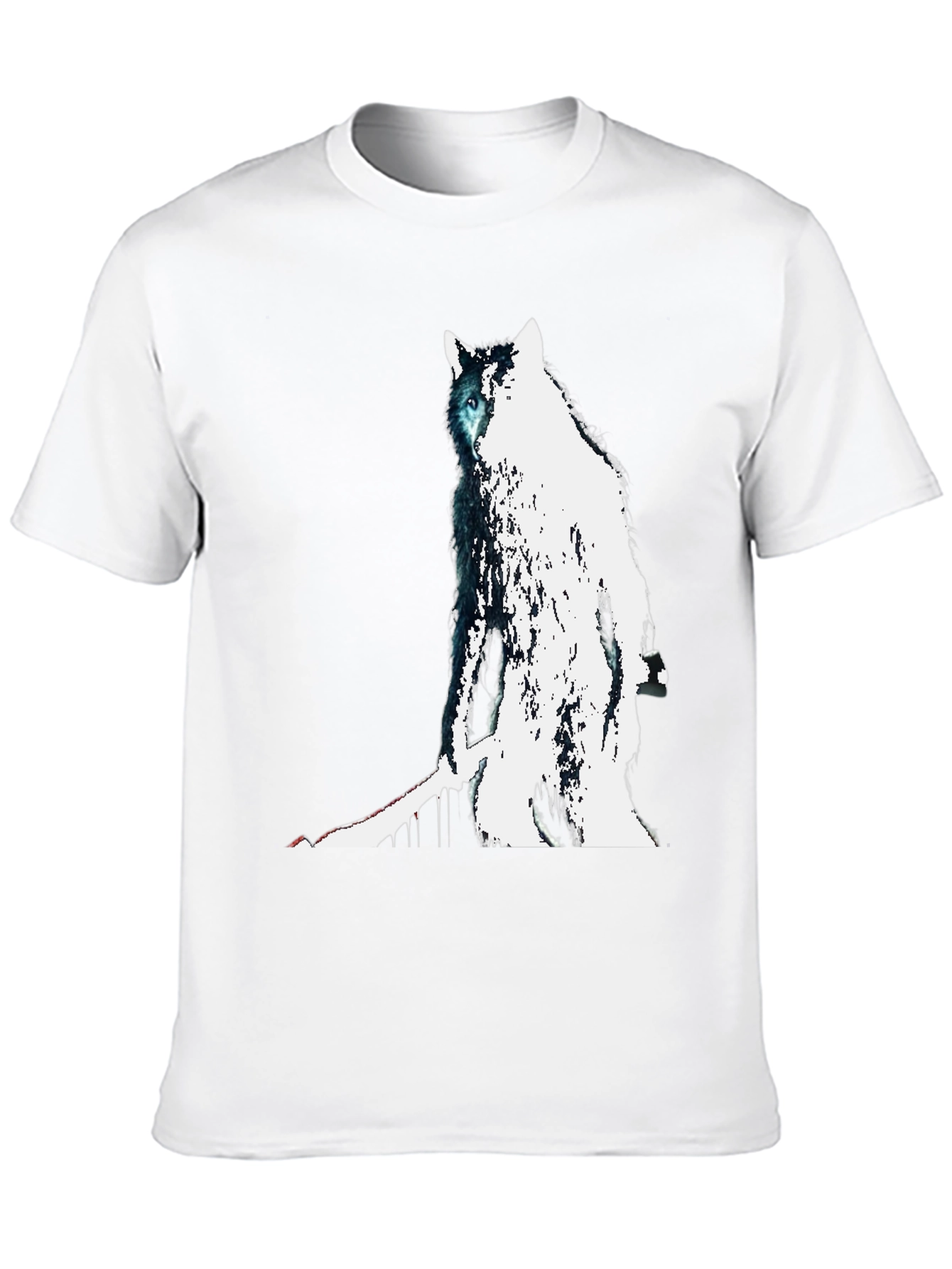 Black Wolf Graphic Print Tee - Men's Black T-Shirt view 10