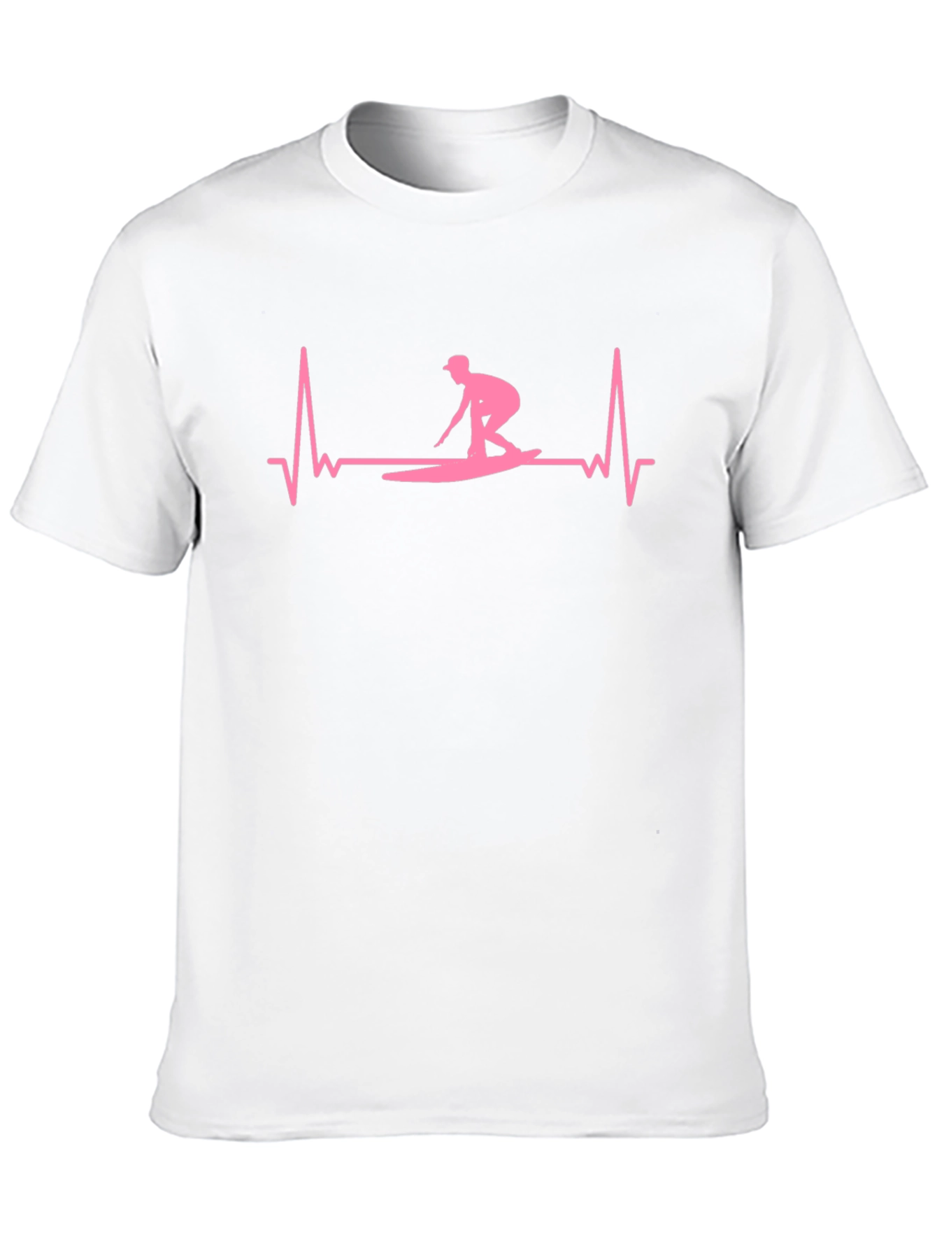 Black Surfing Heartbeat T-Shirt - Black Cotton Tee view 10