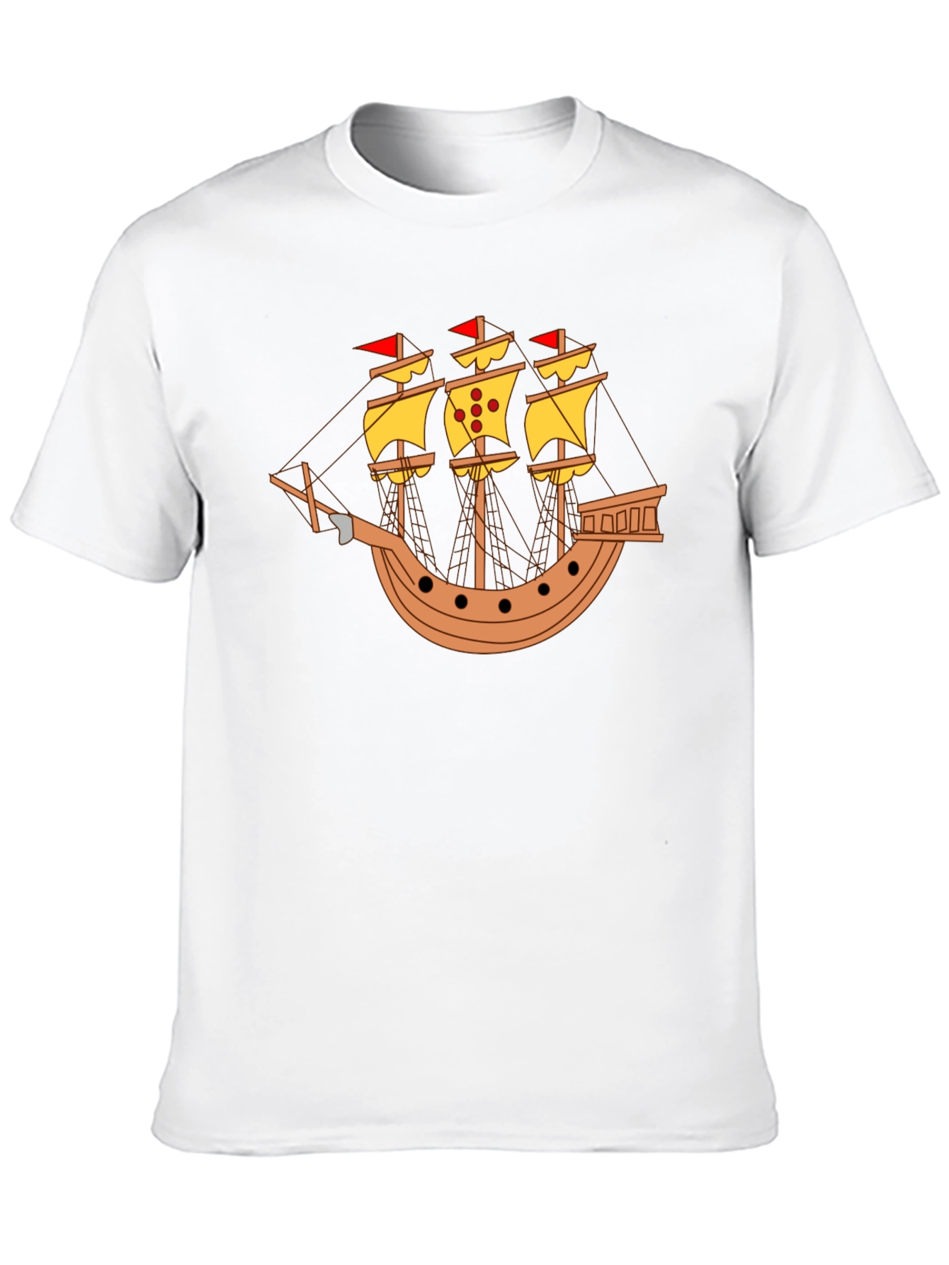 Black Black T-Shirt with Pirate Ship Design view 10
