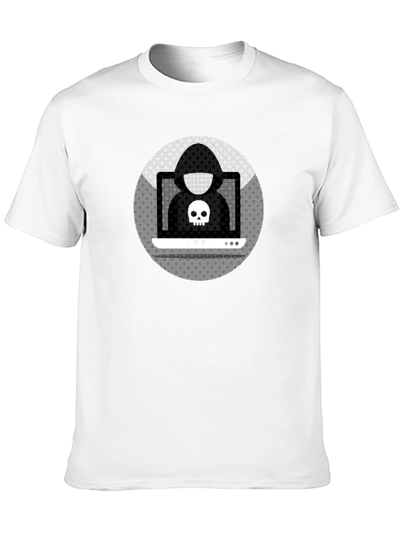 Black Hacker Skull Graphic Black T-Shirt view 10