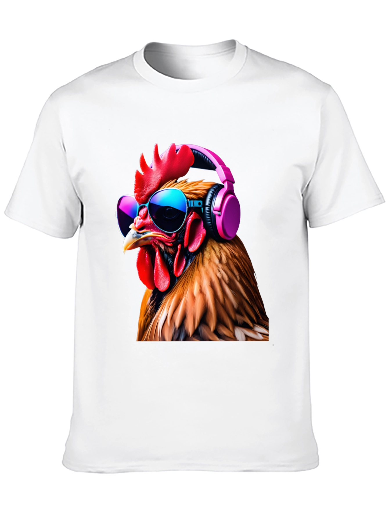 Black Cool Chicken T-Shirt with Headphones and Sunglasses view 10