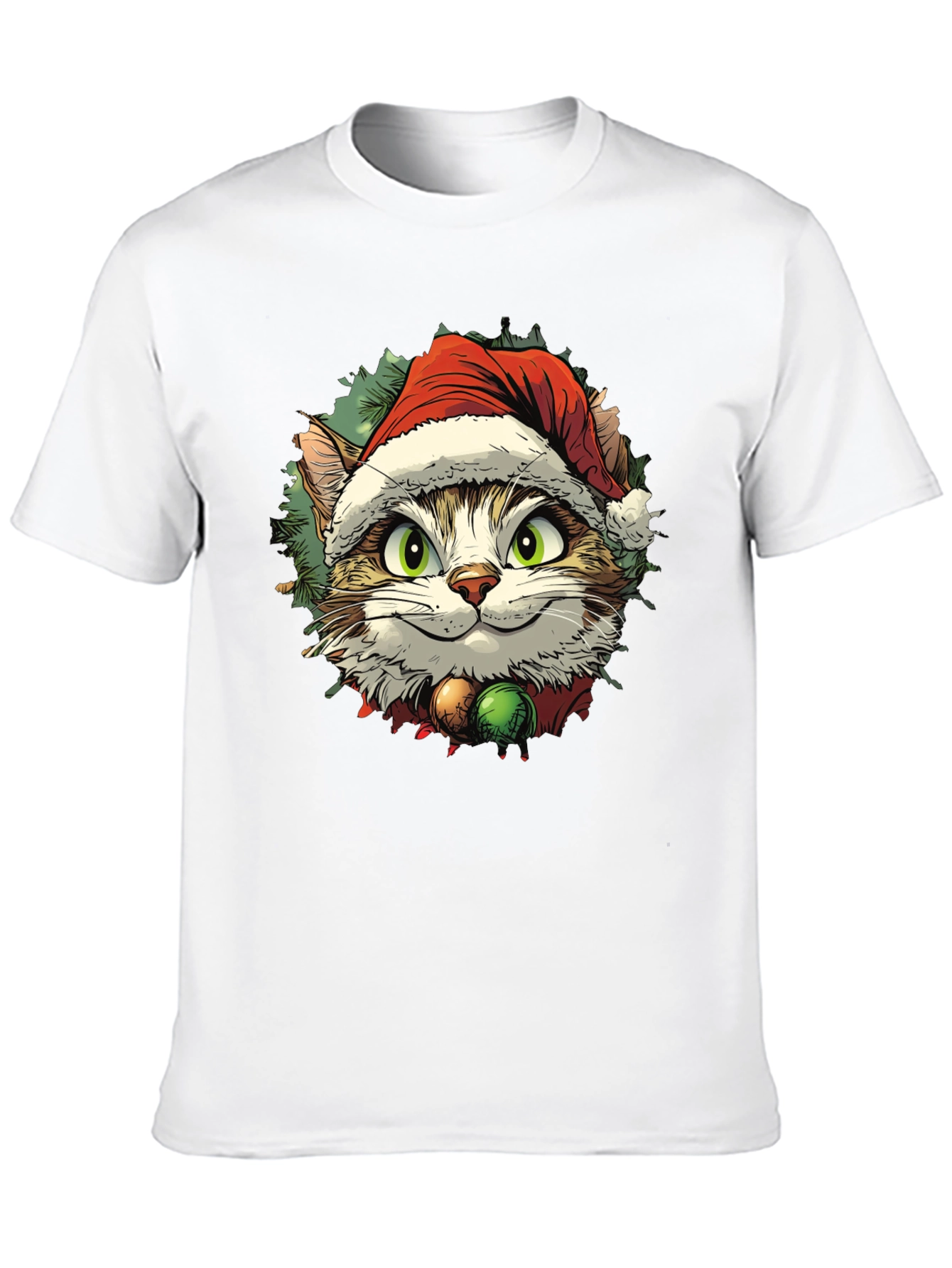 Black Festive Cat T-Shirt - Holiday Cheer view 10
