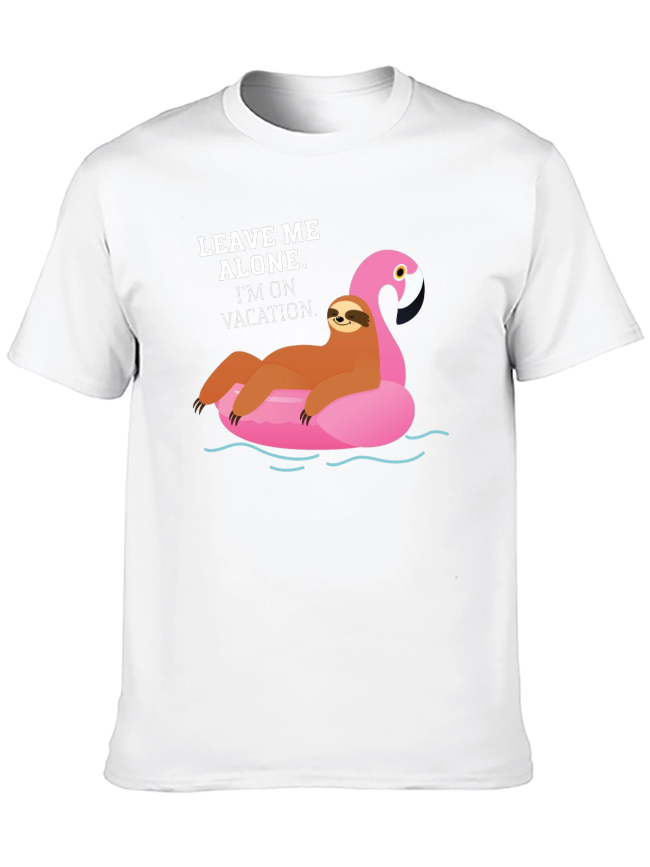 Black Vacation Sloth Flamingo Graphic T-Shirt view 10