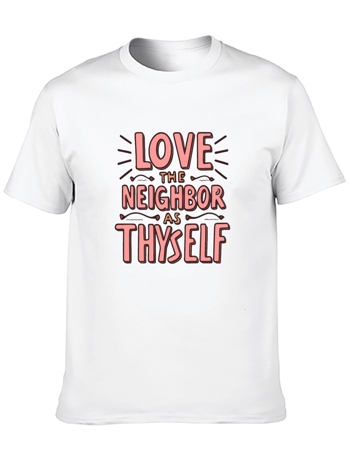 Black Love Thy Neighbor T-Shirt - Black Crew Neck view 10
