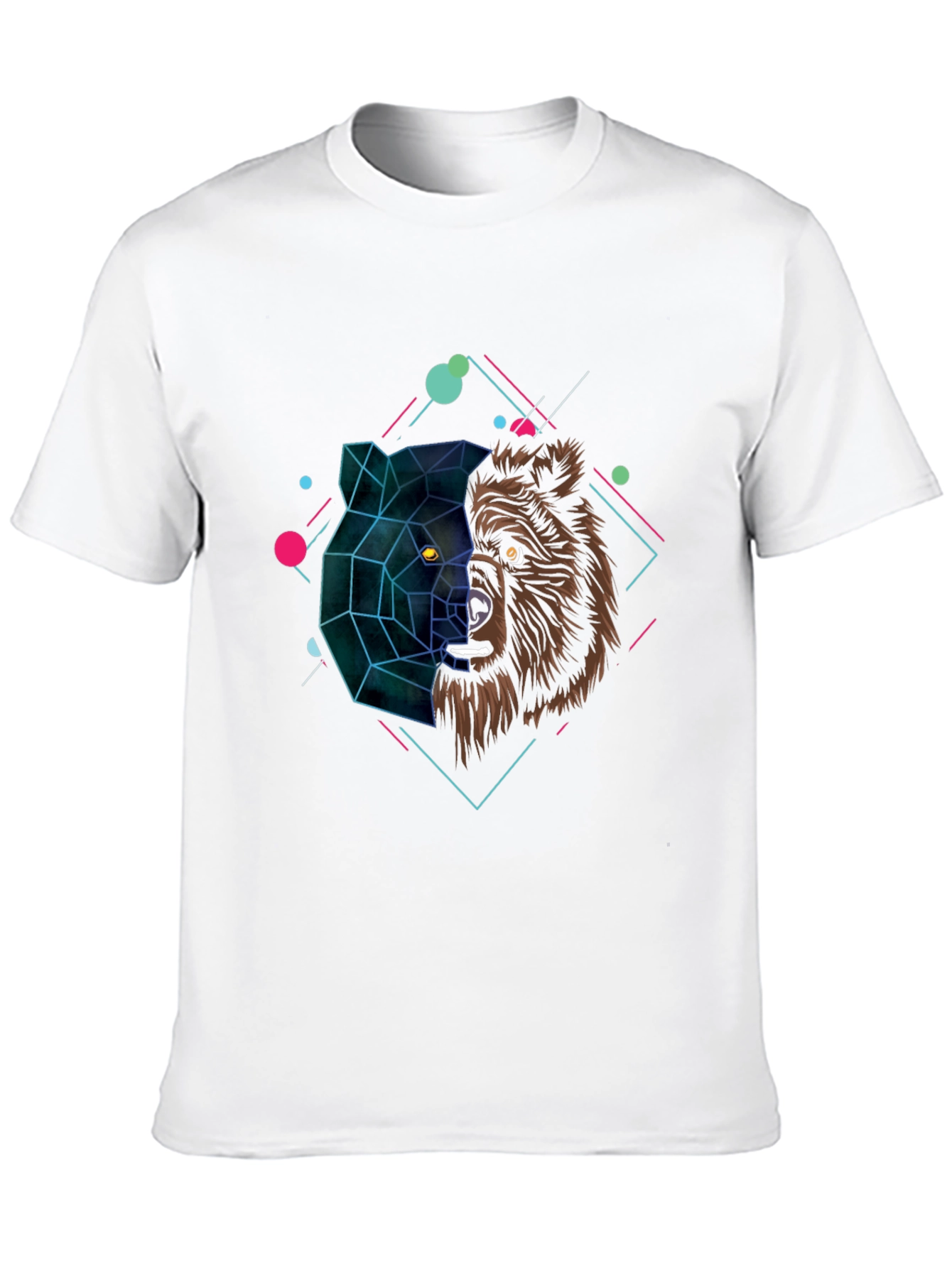 Black Geometric Bear Graphic Black T-Shirt view 10