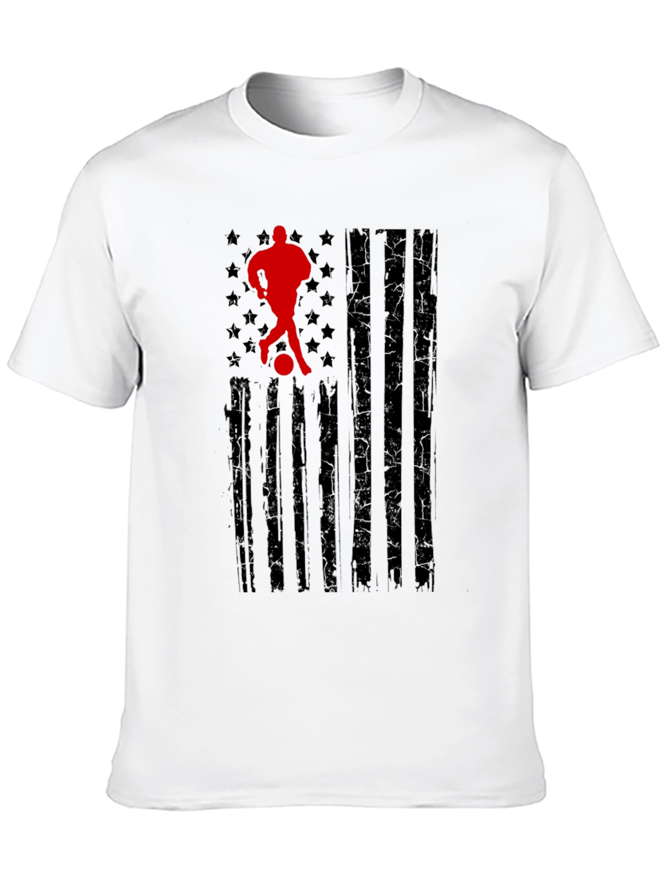Black Soccer American Flag T-Shirt view 10
