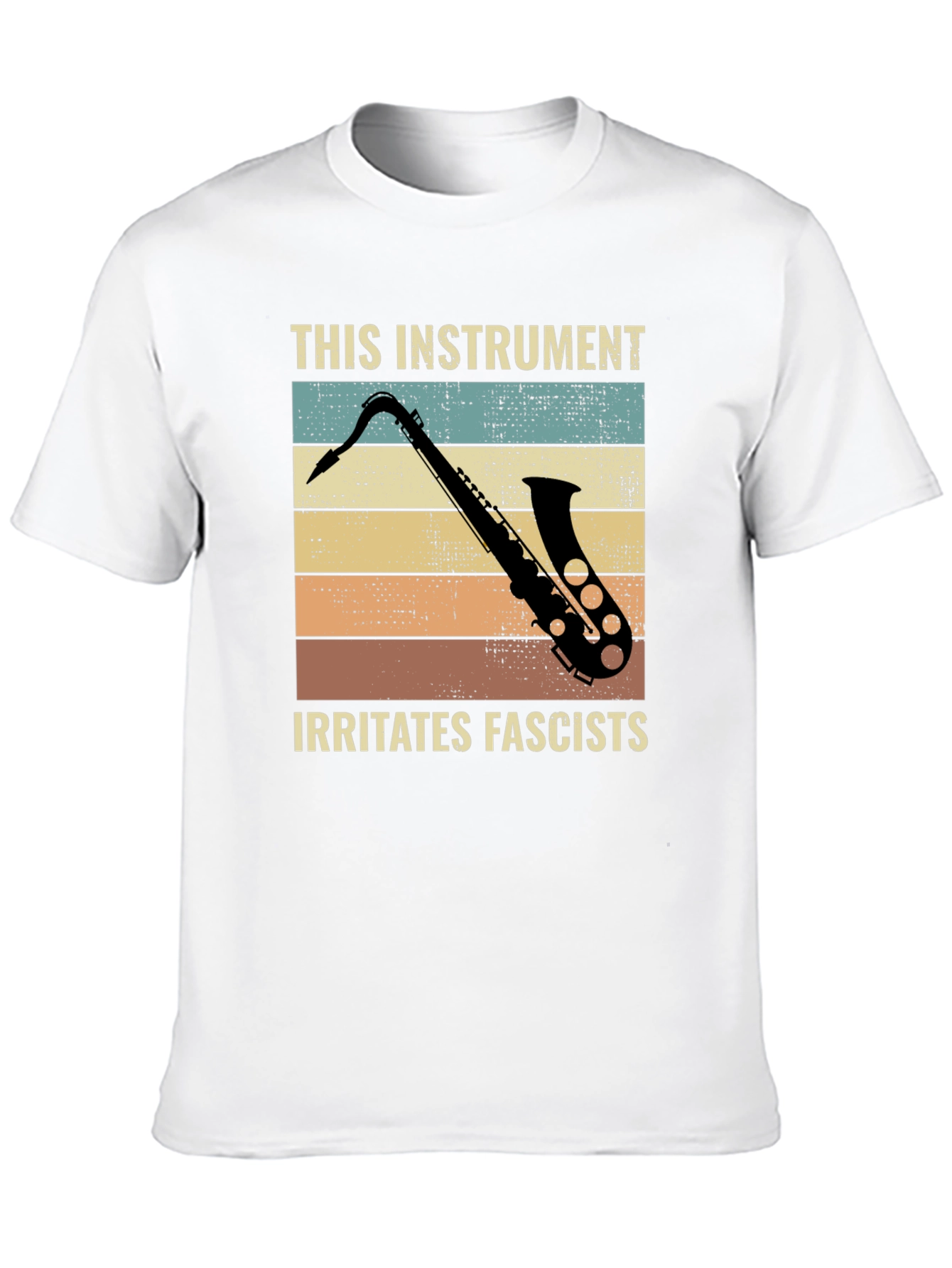 Black Saxophone Irritates Fascists Graphic Tee view 10