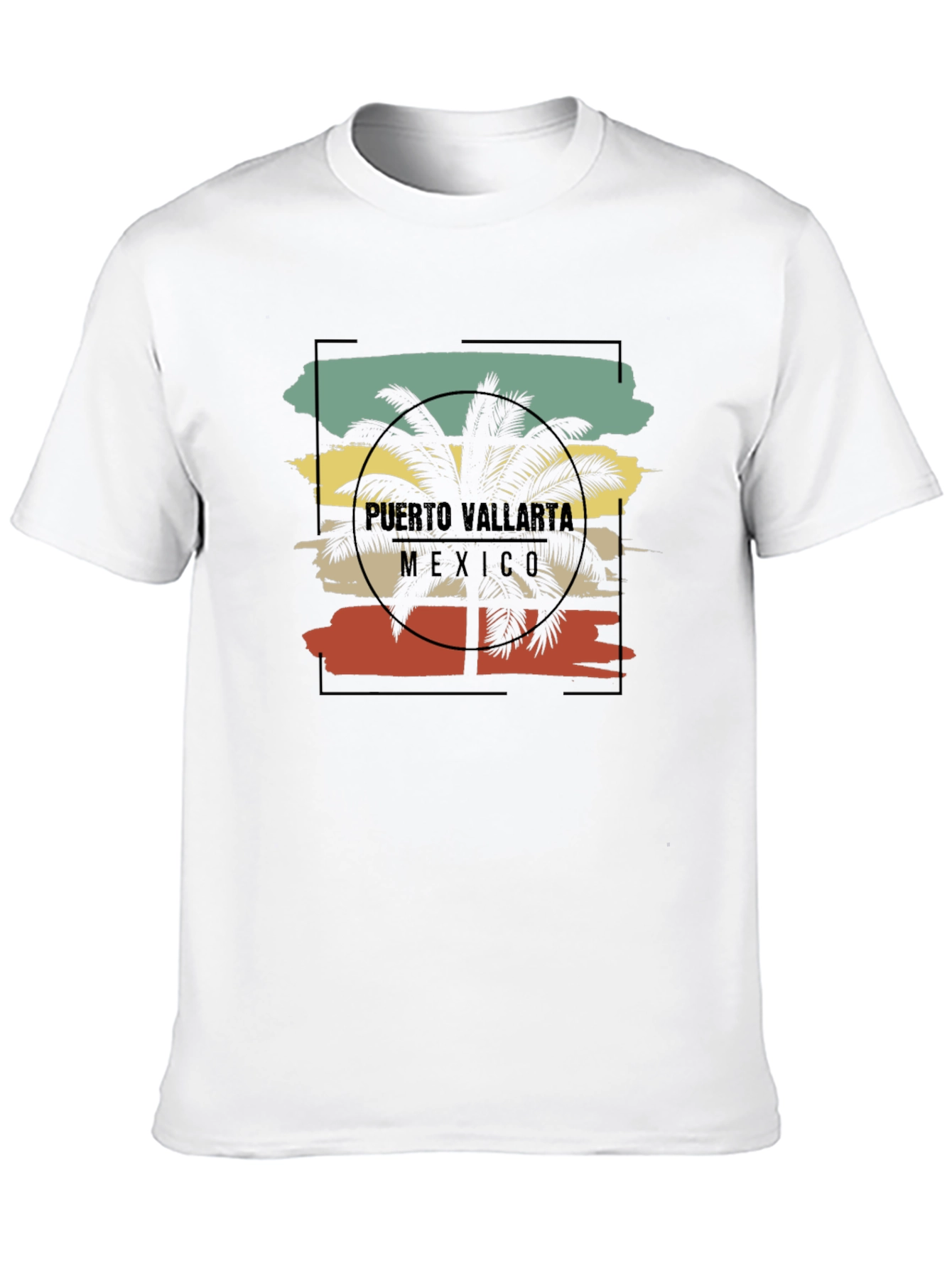 Black Puerto Vallarta Retro Palm Tree Black T-Shirt view 10