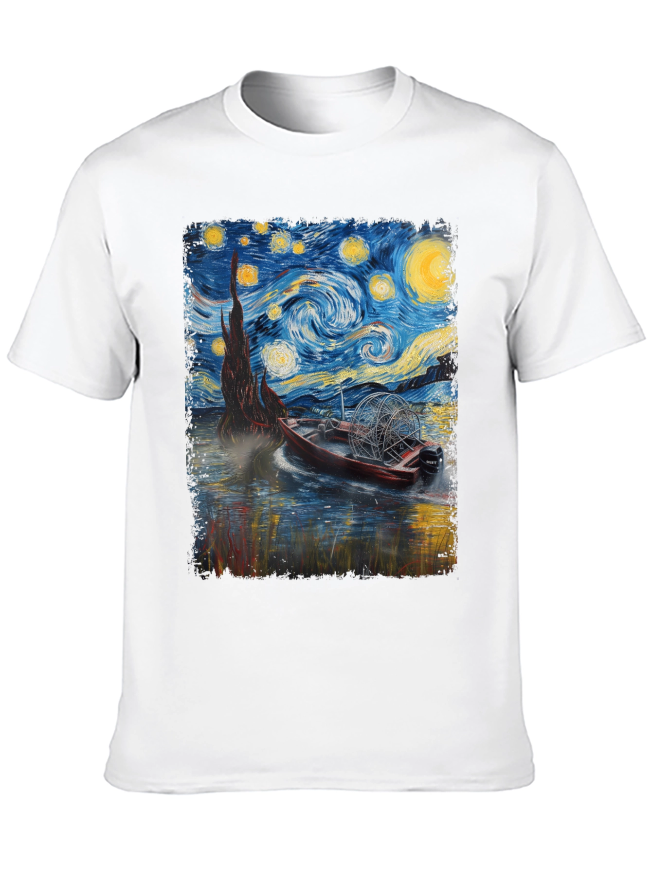 Black Starry Night Airboat T-Shirt view 10