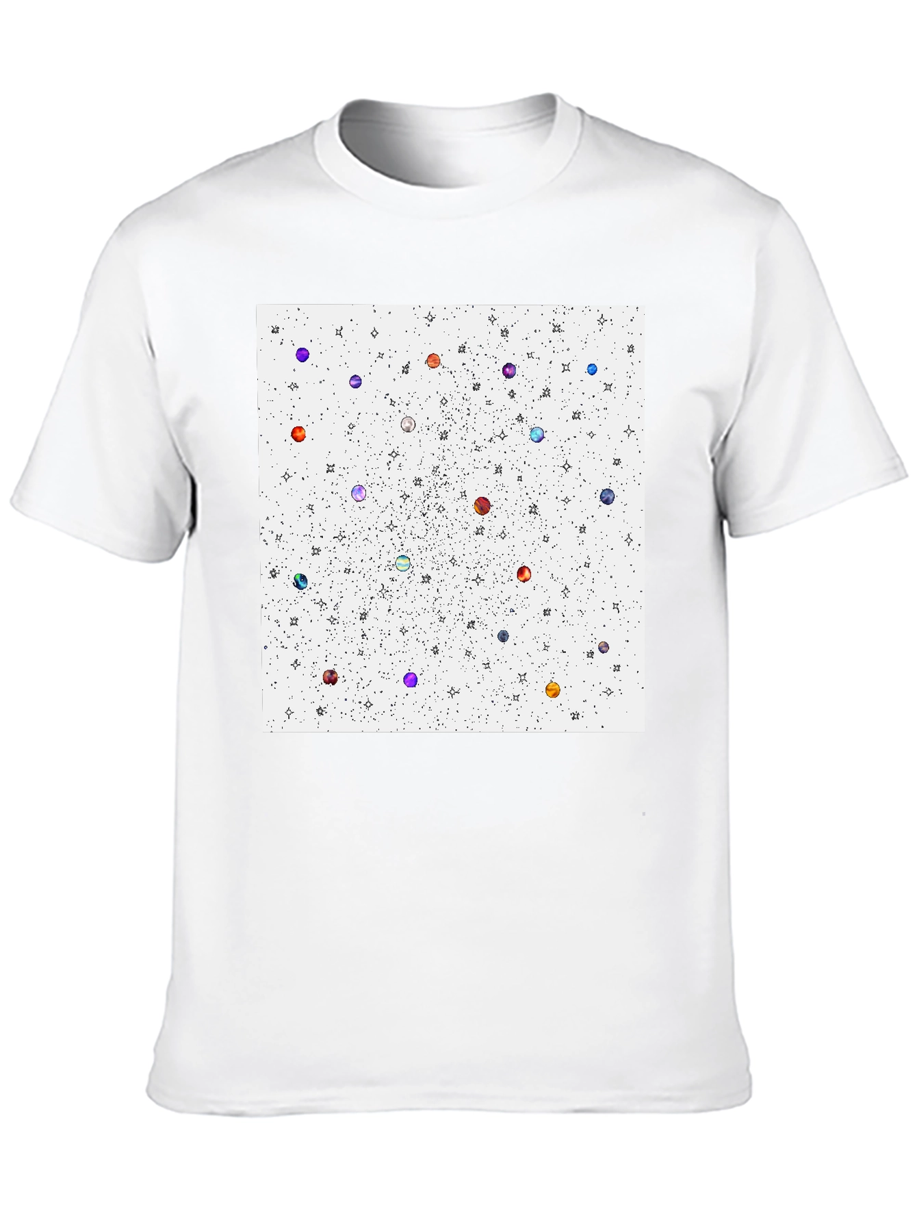 Black Space Planets Graphic Tee - Modern Cotton Blend Shirt view 10
