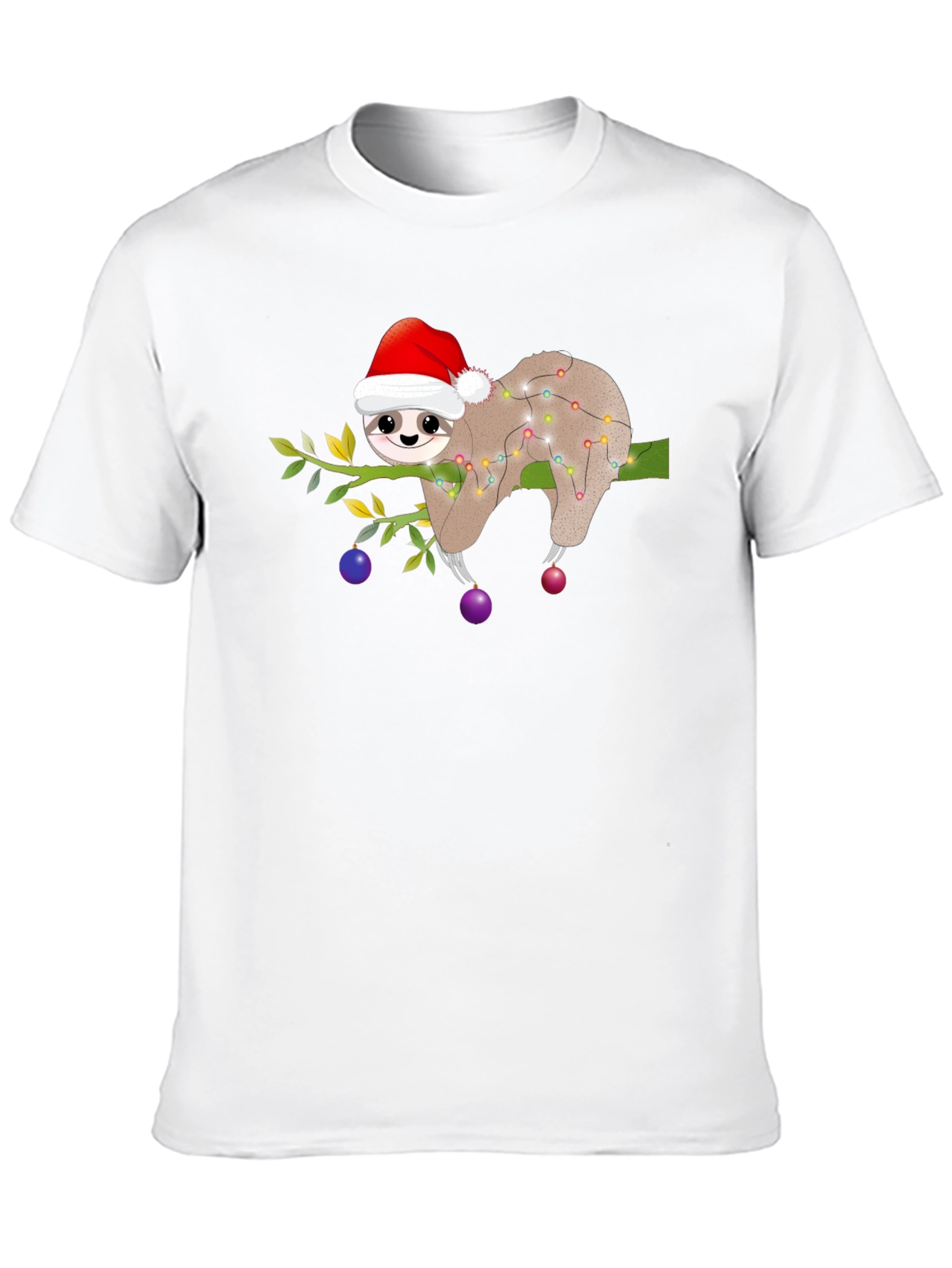 Black Christmas Sloth T-Shirt - Holiday Party Ready view 10