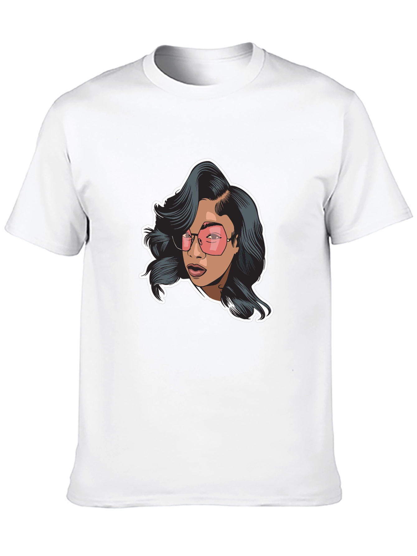 Black Graphic Tee - Woman with Pink Glasses view 10
