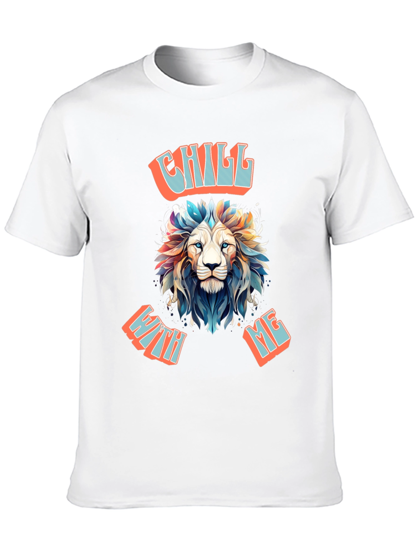 Chill With Me Lion Graphic Tee - Relaxed Vibe Shirt - 10