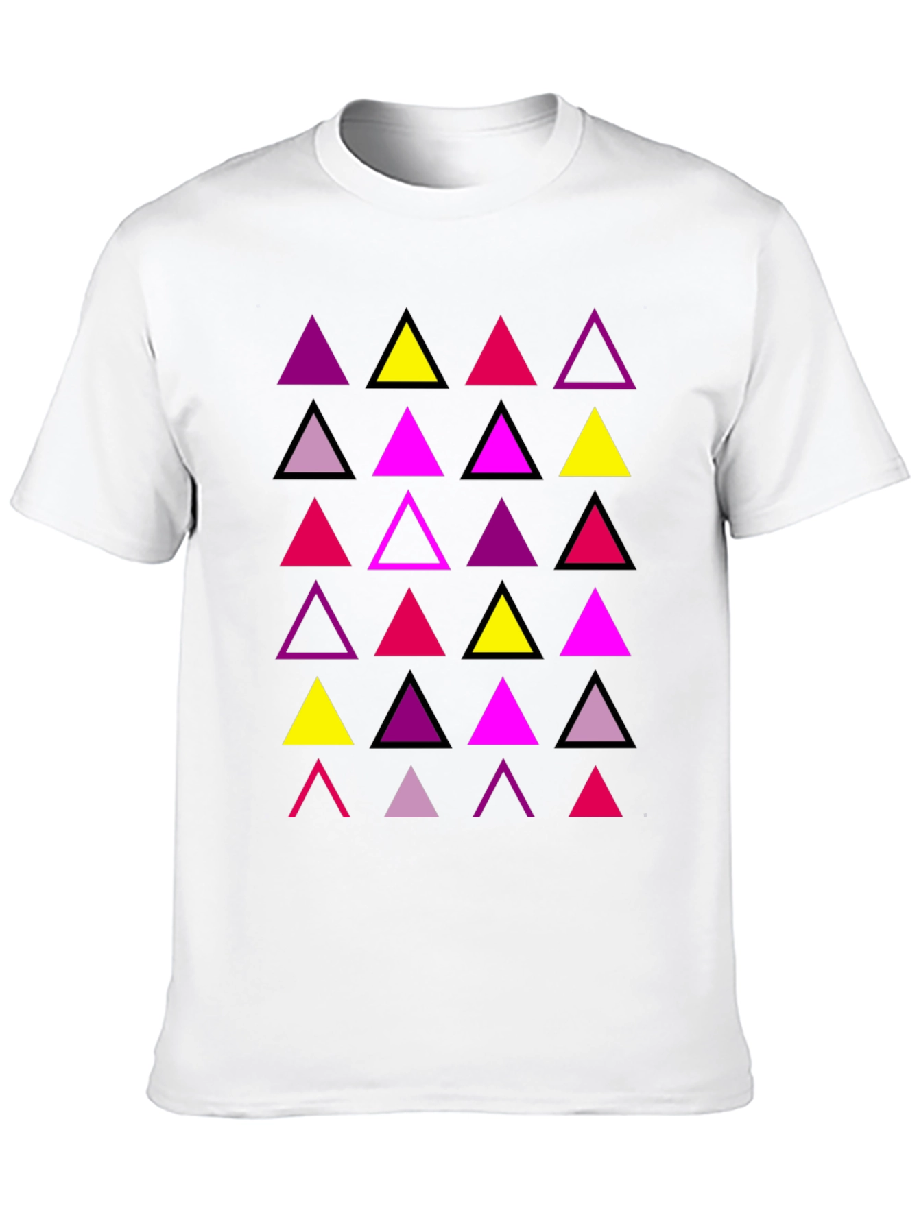 Black Geometric Triangle Print Men's T-Shirt view 10
